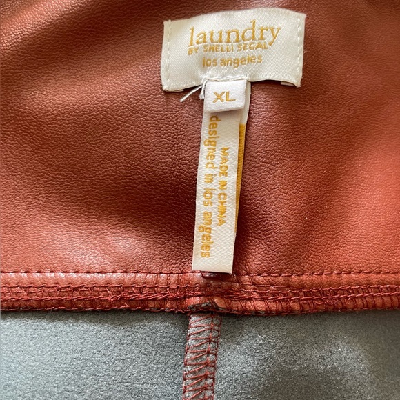 LAUNDRY by Shelli Segal Faux Leather High Waist Leggings in HENNA size XL NWT - Picture 3 of 11